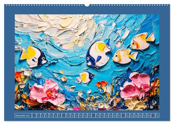 Produktbild: Bunte Fische im &Ouml;lgem&auml;lde-Stil. Zuhause in den Meerestiefen (hochwertiger Premium Wandkalender 2026 DIN A2 quer), Kunstdruck in Hochglanz