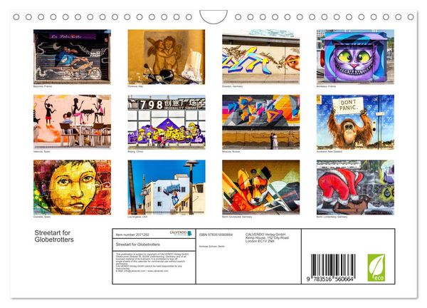 Produktbild: Streetart for Globetrotters (Wall Calendar 2026 DIN A4 landscape), CALVENDO 12 Month Wall Calendar