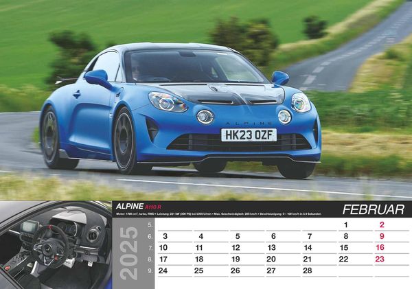 Produktbild: Alpha Edition - Fast Car 2025 Bildkalender, 48,5x34cm, Wandkalender mit hochwertigen Motiven f&uuml;r jeden Monat, mit Infos zum abgebildeten Motiv, Kalenderwochen und deutsches Kalendarium