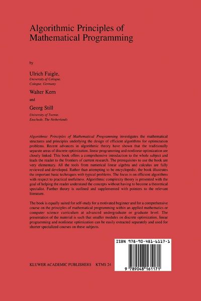 Produktbild: Algorithmic Principles of Mathematical Programming
