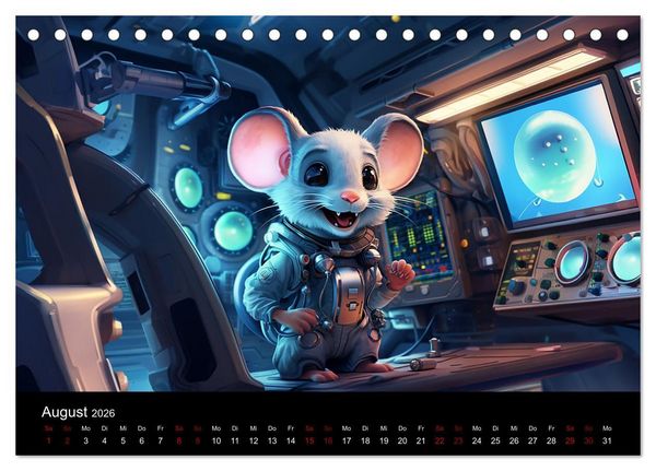 Produktbild: M&auml;use im All (Tischkalender 2026 DIN A5 quer), CALVENDO Monatskalender