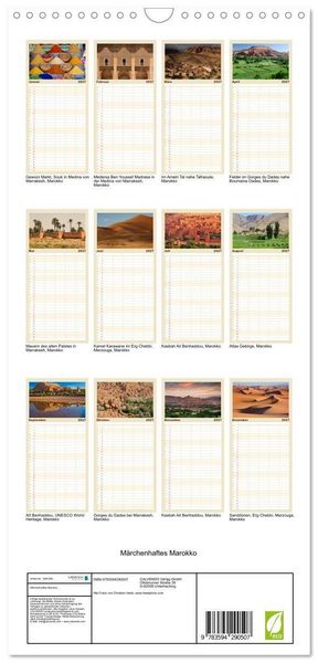 Produktbild: Familienplaner 2027 - M&auml;rchenhaftes Marokko mit 5 Spalten (Wandkalender, 21 x 45 cm) CALVENDO