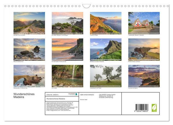 Produktbild: Wundersch&ouml;nes Madeira (Wandkalender 2026 DIN A3 quer), CALVENDO Monatskalender
