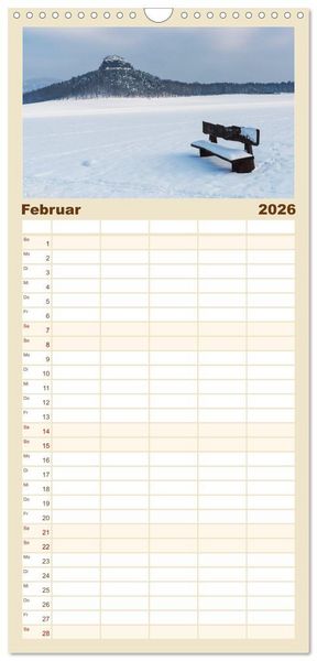 Produktbild: Familienplaner 2026 - S&auml;chsische Schweiz / Geburtstagsplaner mit 5 Spalten (Wandkalender, 21 x 45 cm) CALVENDO