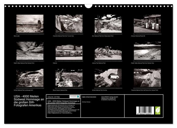 Produktbild: USA - 4000 Meilen S&uuml;dwest Hommage an die gro&szlig;en SW-Fotografen Amerikas (Wandkalender 2026 DIN A3 quer), CALVENDO Monatskalender