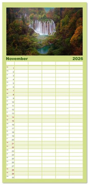 Produktbild: Familienplaner 2026 - Leidenschaft Landschaften mit 5 Spalten (Wandkalender, 21 x 45 cm) CALVENDO