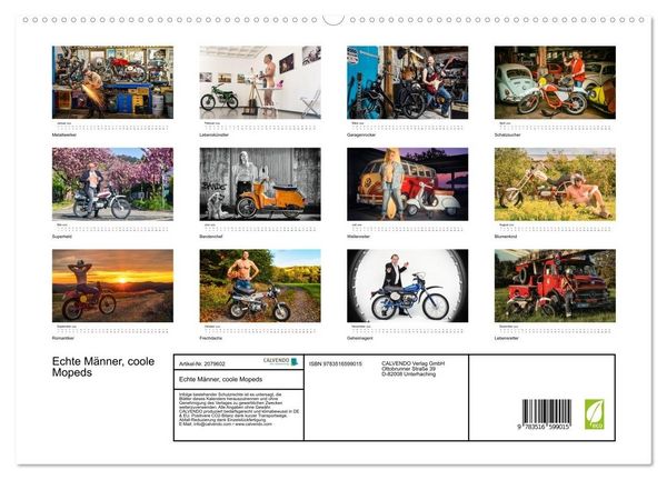 Produktbild: Echte M&auml;nner, coole Mopeds (hochwertiger Premium Wandkalender 2026 DIN A2 quer), Kunstdruck in Hochglanz