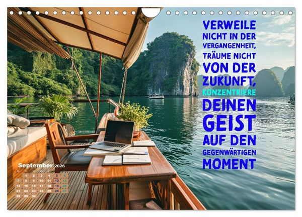 Produktbild: Work - Life - Balance - unterwegs mit coolen Spr&uuml;chen (Wandkalender 2026 DIN A4 quer), CALVENDO Monatskalender