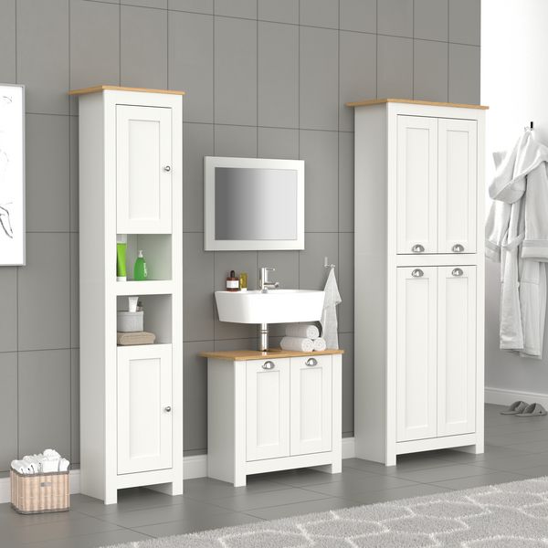 Produktbild: Holz Dielenschrank Badm&ouml;bel Bad Schrank Balusa