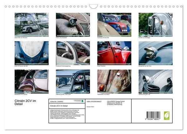 Produktbild: Citro&euml;n 2CV im Detail (Wandkalender 2027 DIN A3 quer), CALVENDO Monatskalender
