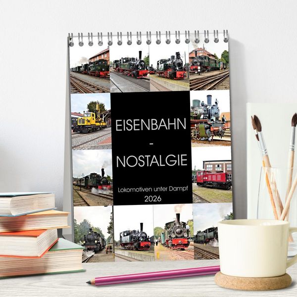 Produktbild: EISENBAHN - NOSTALGIE - 2026 (Tischkalender 2026 DIN A5 hoch), CALVENDO Monatskalender