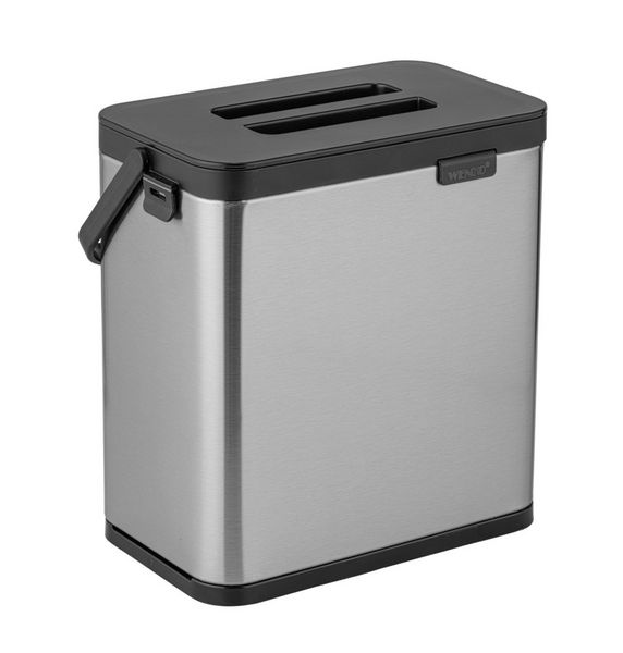 Produktbild: Abfallsammler Mod. Colin 3L, silber matt/schwarz, Edelstahl/Kunststoff, mit Anti-Fingerprint-Finish