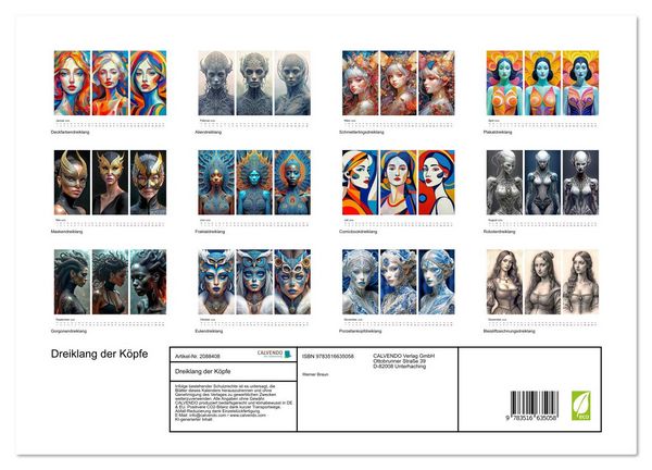 Produktbild: Dreiklang der K&ouml;pfe (Wandkalender 2026 DIN A3 quer), CALVENDO Monatskalender