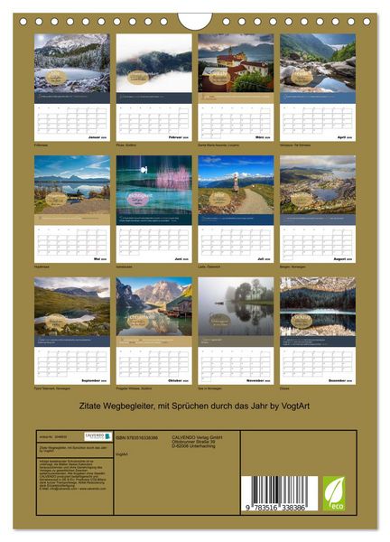 Produktbild: Zitate Wegbegleiter, mit Spr&uuml;chen durch das Jahr by VogtArt (Wandkalender 2026 DIN A4 hoch), CALVENDO Monatskalender