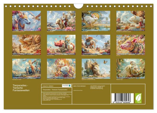 Produktbild: Tierparadies - Tierische Fantasiewelten (Wandkalender 2026 DIN A4 quer), CALVENDO Monatskalender