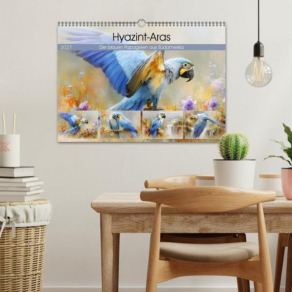 Produktbild: Hyazint-Aras. Die blauen Papageien aus S&uuml;damerika (Wandkalender 2027 DIN A3 quer), CALVENDO Monatskalender