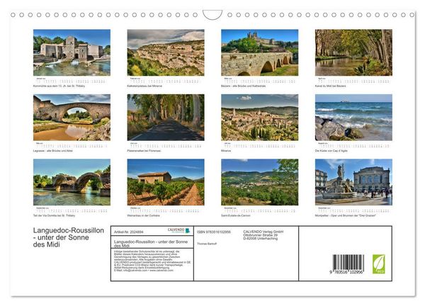 Produktbild: Languedoc-Roussillon - unter der Sonne des Midi (Wandkalender 2026 DIN A3 quer), CALVENDO Monatskalender