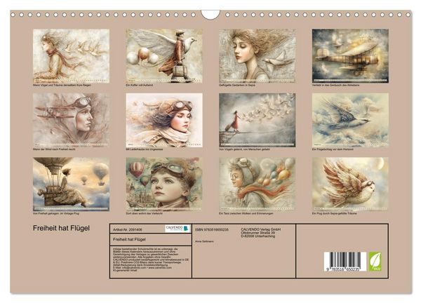 Produktbild: Freiheit hat Fl&uuml;gel (Wandkalender 2026 DIN A3 quer), CALVENDO Monatskalender