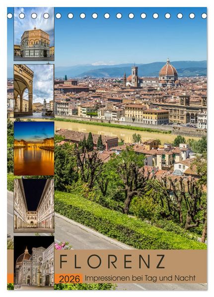 Produktbild: FLORENZ Impressionen bei Tag und Nacht (Tischkalender 2026 DIN A5 hoch), CALVENDO Monatskalender