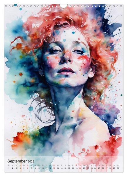 Produktbild: Aquarell-Frauenportr&auml;ts (Wandkalender 2026 DIN A3 hoch), CALVENDO Monatskalender