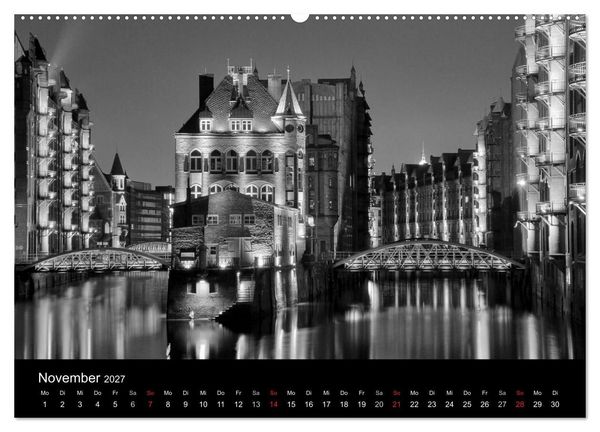 Produktbild: Hamburg monochrome Impressionen (hochwertiger Premium Wandkalender 2027 DIN A2 quer), Kunstdruck in Hochglanz