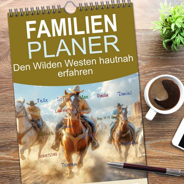 Produktbild: Familienplaner 2026 - Den Wilden Westen hautnah erfahren mit 5 Spalten (Wandkalender, 21 x 45 cm) CALVENDO