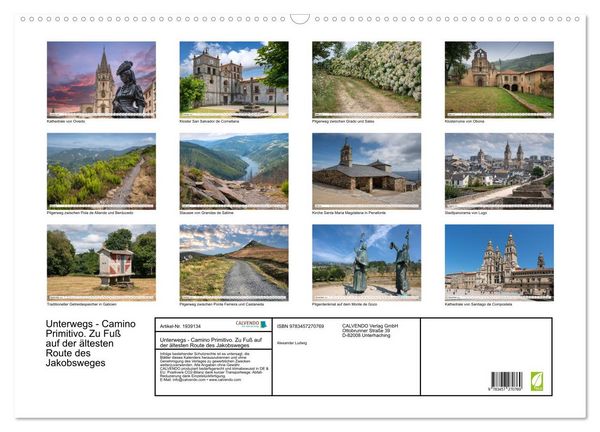 Produktbild: Unterwegs - Camino Primitivo. Zu Fu&szlig; auf der &auml;ltesten Route des Jakobsweges (Wandkalender 2026 DIN A2 quer), CALVENDO Monatskalender