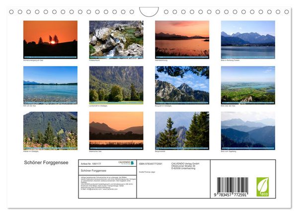 Produktbild: Sch&ouml;ner Forggensee (Wandkalender 2026 DIN A4 quer), CALVENDO Monatskalender