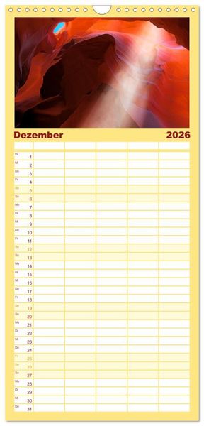 Produktbild: Familienplaner 2026 - USA Der wunderbare S&uuml;dwesten mit 5 Spalten (Wandkalender, 21 x 45 cm) CALVENDO