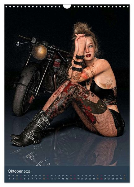 Produktbild: Tattooed Girls and Bikes (Wandkalender 2026 DIN A3 hoch), CALVENDO Monatskalender