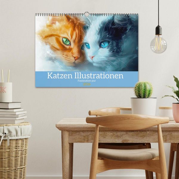 Produktbild: Katzen Illustrationen - Faszination pur (Wandkalender 2026 DIN A3 quer), CALVENDO Monatskalender