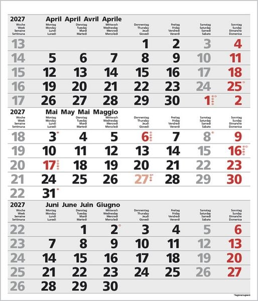 Produktbild: 3-Monats-Planer Comfort Grau 2027