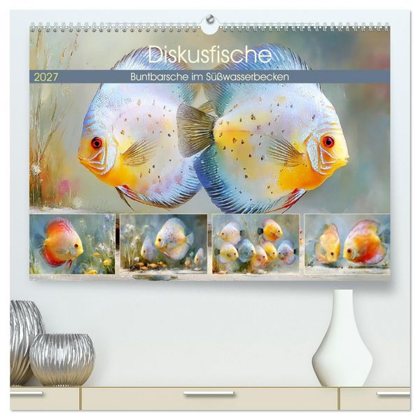 Produktbild: Diskusfische. Buntbarsche im S&uuml;&szlig;wasserbecken (hochwertiger Premium Wandkalender 2027 DIN A2 quer), Kunstdruck in Hochglanz