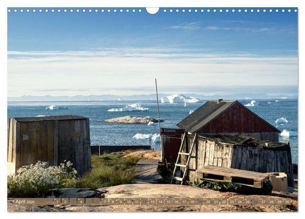 Produktbild: Gr&ouml;nland - Felsen, Eis und bunte H&auml;user (Wandkalender 2026 DIN A3 quer), CALVENDO Monatskalender