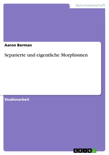 Produktbild: Separierte und eigentliche Morphismen