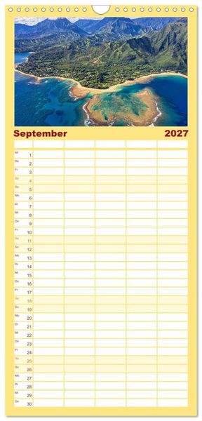 Produktbild: Familienplaner 2027 - Hawaii - Eindr&uuml;cke von Big Island, Kauai & Oahu mit 5 Spalten (Wandkalender, 21 x 45 cm) CALVENDO