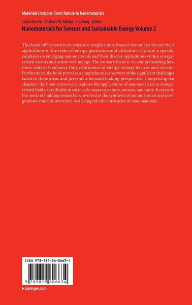 Produktbild: Nanomaterials for Sensors and Sustainable Energy Volume 2