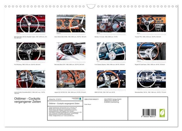 Produktbild: Oldtimer - Cockpits vergangener Zeiten (Wandkalender 2026 DIN A3 quer), CALVENDO Monatskalender