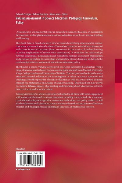 Produktbild: Valuing Assessment in Science Education: Pedagogy, Curriculum, Policy