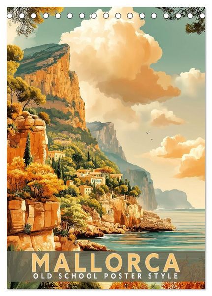 Produktbild: Mallorca - Old School Poster Style (Tischkalender 2027 DIN A5 hoch), CALVENDO Monatskalender