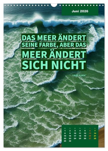 Produktbild: Verr&uuml;ckt nach MEER - Wellen - Strand - Zitate (Wandkalender 2026 DIN A3 hoch), CALVENDO Monatskalender