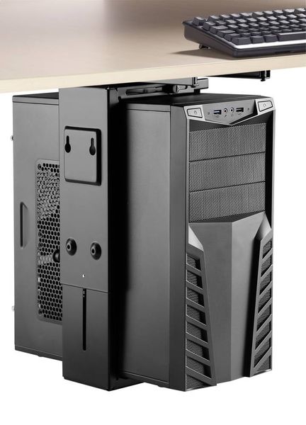 SpeaKa Professional PC Halterung Untertisch, Vertikal SP-6353552 Schwarz Belastbar bis=10kg