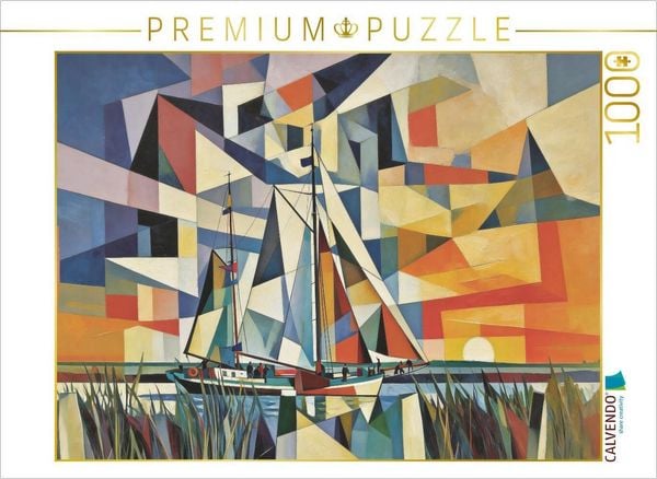 Produktbild: CALVENDO Puzzle Plattboden-Zweimaster vor untergehender Sonne | 1000 Teile Lege-Gr&ouml;&szlig;e 64x48cm Foto-Puzzle f&uuml;r gl&uuml;ckliche Stunden