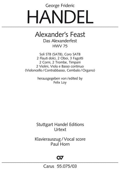Produktbild: Alexander's Feast (Klavierauszug)