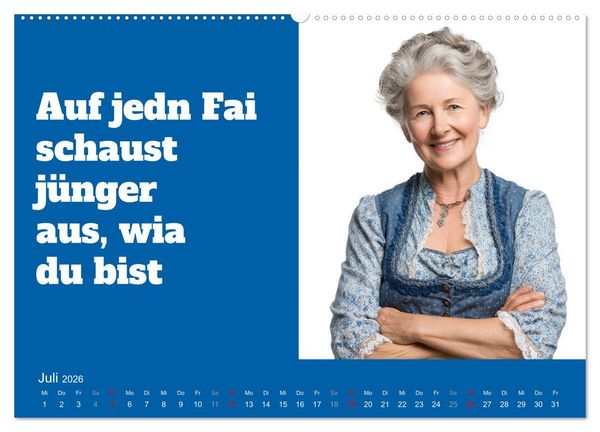 Produktbild: Bayerisch flirten, Gspusi! Bayern Kalender mit Dialekt und Mundart (Wandkalender 2026 DIN A2 quer), CALVENDO Monatskalender