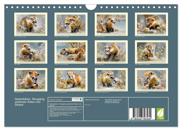 Produktbild: Nasenb&auml;ren. Neugierig zwischen &Auml;sten und Strand (Wandkalender 2027 DIN A4 quer), CALVENDO Monatskalender