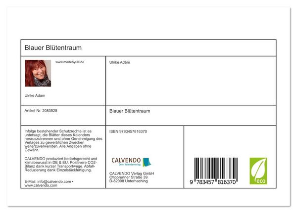 Produktbild: Blauer Bl&uuml;tentraum (Tischkalender 2026 DIN A5 quer), CALVENDO Monatskalender