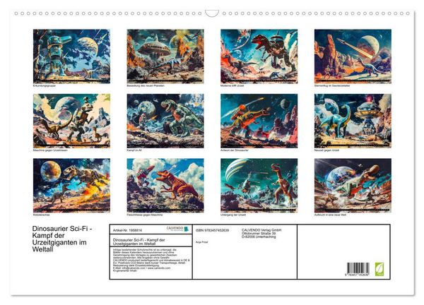 Produktbild: Dinosaurier Sci-Fi - Kampf der Urzeitgiganten im Weltall (Wandkalender 2026 DIN A2 quer), CALVENDO Monatskalender