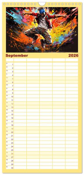 Produktbild: Familienplaner 2026 - Color Dance Art mit 5 Spalten (Wandkalender, 21 x 45 cm) CALVENDO