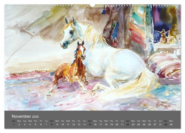 Produktbild: Horses in four seasons 2026 (High Quality Premium Wall Calendar 2026 DIN A2 landscape),CALVENDO 12 Month Wall Calendar